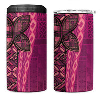 Samoan Pacific Tribal Flower Geometric Art Tattoos 4 in 1 Can Cooler Tumbler Siapo Pattern Romantic Rose - Polynesian Pride