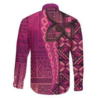 Samoan Pacific Tribal Flower Geometric Art Tattoos Family Matching Off The Shoulder Long Sleeve Dress and Hawaiian Shirt Siapo Pattern Romantic Rose - Polynesian Pride