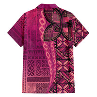 Samoan Pacific Tribal Flower Geometric Art Tattoos Family Matching Off Shoulder Maxi Dress and Hawaiian Shirt Siapo Pattern Romantic Rose - Polynesian Pride