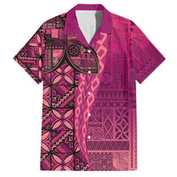 Samoan Pacific Tribal Flower Geometric Art Tattoos Family Matching Short Sleeve Bodycon Dress and Hawaiian Shirt Siapo Pattern Romantic Rose - Polynesian Pride