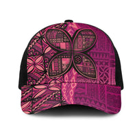 Samoan Pacific Tribal Flower Geometric Art Tattoos Mesh Trucker Cap Siapo Pattern Romantic Rose - Polynesian Pride