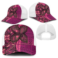Samoan Pacific Tribal Flower Geometric Art Tattoos Mesh Trucker Cap Siapo Pattern Romantic Rose - Polynesian Pride