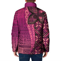 Samoan Pacific Tribal Flower Geometric Art Tattoos Padded Jacket Siapo Pattern Romantic Rose - Polynesian Pride