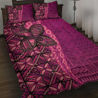 Samoan Pacific Tribal Flower Geometric Art Tattoos Quilt Bed Set Siapo Pattern Romantic Rose - Polynesian Pride