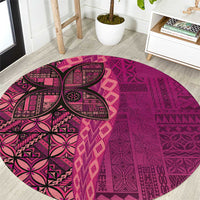 Samoan Pacific Tribal Flower Geometric Art Tattoos Round Carpet Siapo Pattern Romantic Rose - Polynesian Pride