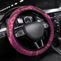 Samoan Pacific Tribal Flower Geometric Art Tattoos Steering Wheel Cover Siapo Pattern Romantic Rose - Polynesian Pride