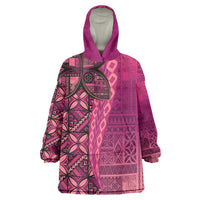 Samoan Pacific Tribal Flower Geometric Art Tattoos Wearable Blanket Hoodie Siapo Pattern Romantic Rose - Polynesian Pride