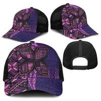 Samoan Pacific Tribal Flower Geometric Art Tattoos Baseball Net Cap Siapo Pattern Purple Haze - Polynesian Pride