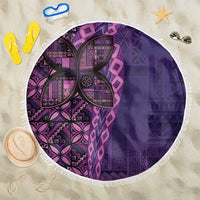 Samoan Pacific Tribal Flower Geometric Art Tattoos Beach Blanket Siapo Pattern Purple Haze - Polynesian Pride