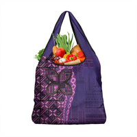 Samoan Pacific Tribal Flower Geometric Art Tattoos Grocery Bag Siapo Pattern Purple Haze - Polynesian Pride