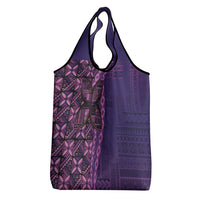 Samoan Pacific Tribal Flower Geometric Art Tattoos Grocery Bag Siapo Pattern Purple Haze - Polynesian Pride