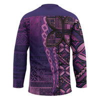 Samoan Pacific Tribal Flower Geometric Art Tattoos Hockey Jersey Siapo Pattern Purple Haze - Polynesian Pride