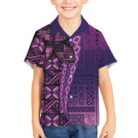 Samoan Pacific Tribal Flower Geometric Art Tattoos Kid Hawaiian Shirt Siapo Pattern Purple Haze - Polynesian Pride