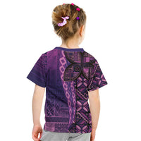 Samoan Pacific Tribal Flower Geometric Art Tattoos Kid T Shirt Siapo Pattern Purple Haze - Polynesian Pride