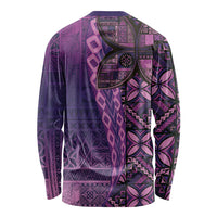 Samoan Pacific Tribal Flower Geometric Art Tattoos Long Sleeve Shirt Siapo Pattern Purple Haze - Polynesian Pride