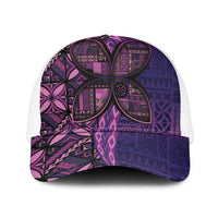 Samoan Pacific Tribal Flower Geometric Art Tattoos Mesh Trucker Cap Siapo Pattern Purple Haze - Polynesian Pride
