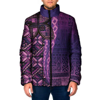 Samoan Pacific Tribal Flower Geometric Art Tattoos Padded Jacket Siapo Pattern Purple Haze - Polynesian Pride