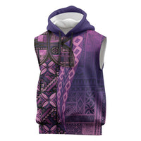 Samoan Pacific Tribal Flower Geometric Art Tattoos Sleeveless Hoodie Siapo Pattern Purple Haze - Polynesian Pride
