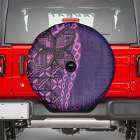 Samoan Pacific Tribal Flower Geometric Art Tattoos Spare Tire Cover Siapo Pattern Purple Haze - Polynesian Pride
