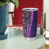 Samoan Pacific Tribal Flower Geometric Art Tattoos Tumbler Cup Siapo Pattern Purple Haze - Polynesian Pride