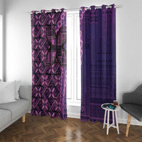 Samoan Pacific Tribal Flower Geometric Art Tattoos Window Curtain Siapo Pattern Purple Haze - Polynesian Pride