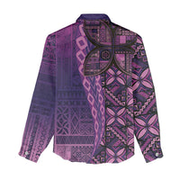 Samoan Pacific Tribal Flower Geometric Art Tattoos Women Casual Shirt Siapo Pattern Purple Haze - Polynesian Pride