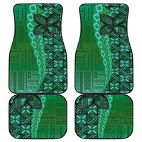 Samoan Pacific Tribal Flower Geometric Art Tattoos Car Mats Siapo Pattern Emerald Glow - Polynesian Pride