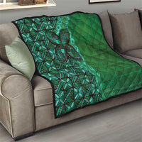 Samoan Pacific Tribal Flower Geometric Art Tattoos Quilt Siapo Pattern Emerald Glow - Polynesian Pride