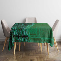 Samoan Pacific Tribal Flower Geometric Art Tattoos Tablecloth Siapo Pattern Emerald Glow - Polynesian Pride