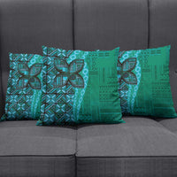 Samoan Pacific Tribal Flower Geometric Art Tattoos Pillow Cover Siapo Pattern Turquoise Tide - Polynesian Pride