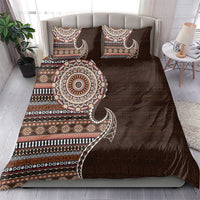 Fijian Masi Tribal Tattoos Art Pattern Bedding Set Brown Color Half Style - Polynesian Pride