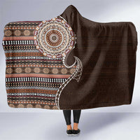 Fijian Masi Tribal Tattoos Art Pattern Hooded Blanket Brown Color Half Style - Polynesian Pride