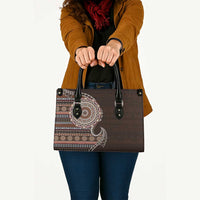 Fijian Masi Tribal Tattoos Art Pattern Leather Bag Brown Color Half Style - Polynesian Pride