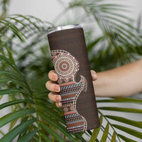Fijian Masi Tribal Tattoos Art Pattern Skinny Tumbler Brown Color Half Style - Polynesian Pride