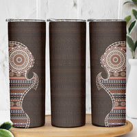 Fijian Masi Tribal Tattoos Art Pattern Skinny Tumbler Brown Color Half Style - Polynesian Pride