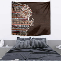Fijian Masi Tribal Tattoos Art Pattern Tapestry Brown Color Half Style - Polynesian Pride
