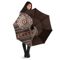 Fijian Masi Tribal Tattoos Art Pattern Umbrella Brown Color Half Style - Polynesian Pride