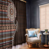 Fijian Masi Tribal Tattoos Art Pattern Window Curtain Brown Color Half Style - Polynesian Pride