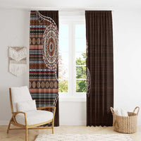 Fijian Masi Tribal Tattoos Art Pattern Window Curtain Brown Color Half Style - Polynesian Pride