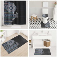 Fijian Masi Tribal Tattoos Art Pattern Bathroom Set Navy Color Half Style - Polynesian Pride
