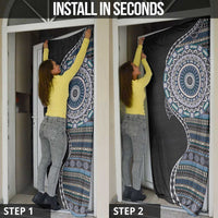 Fijian Masi Tribal Tattoos Art Pattern Door Cover Navy Color Half Style - Polynesian Pride