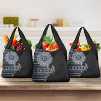 Fijian Masi Tribal Tattoos Art Pattern Grocery Bag Navy Color Half Style - Polynesian Pride