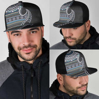 Fijian Masi Tribal Tattoos Art Pattern Mesh Trucker Cap Navy Color Half Style - Polynesian Pride