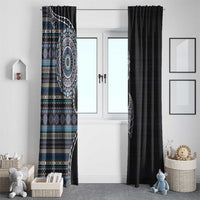 Fijian Masi Tribal Tattoos Art Pattern Window Curtain Navy Color Half Style - Polynesian Pride