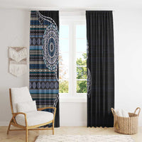 Fijian Masi Tribal Tattoos Art Pattern Window Curtain Navy Color Half Style - Polynesian Pride