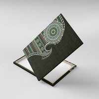 Fijian Masi Tribal Tattoos Art Pattern Canvas Wall Art Green Color Half Style - Polynesian Pride