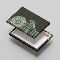 Fijian Masi Tribal Tattoos Art Pattern Canvas Wall Art Green Color Half Style - Polynesian Pride