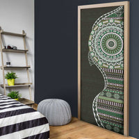 Fijian Masi Tribal Tattoos Art Pattern Door Cover Green Color Half Style - Polynesian Pride