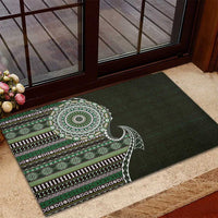 Fijian Masi Tribal Tattoos Art Pattern Rubber Doormat Green Color Half Style - Polynesian Pride