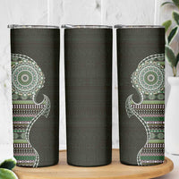 Fijian Masi Tribal Tattoos Art Pattern Skinny Tumbler Green Color Half Style - Polynesian Pride